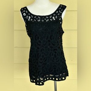 Vintage Double D Ranch Black Tape Lace Blouse Top sz Small full li…